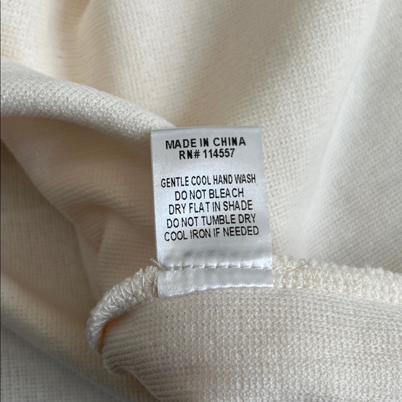 THML Denim Patchwork Puff Sleeve Top Short Long Sleeve White Blue Women L Cotton - Picture 12 of 12